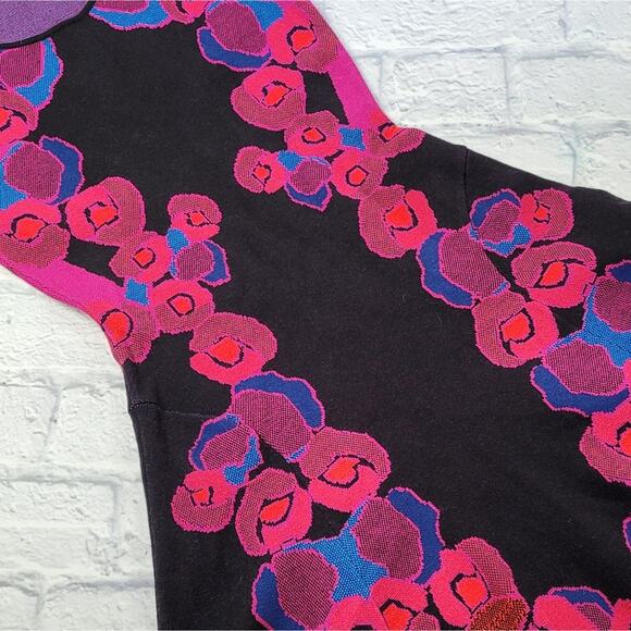 Diane von Furstenberg Abstract Floral Jacquard Fit & Flare Dress sz Small Petite - Picture 9 of 16